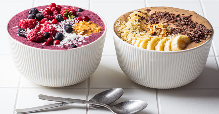Two breakfast bowls on table